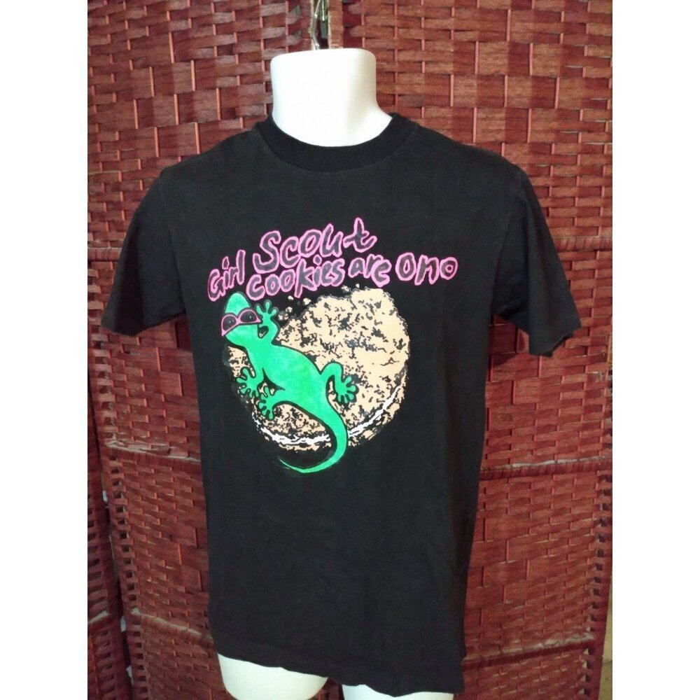 Vintage 80s 90s Girl Scout Cookies Are Ono T shirt Gecko Sunglasses Hawaii Sz M